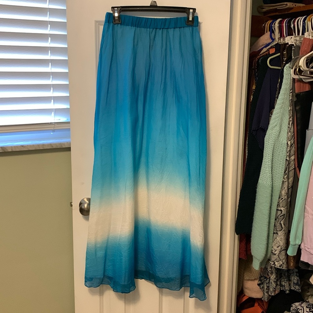 Blue ombré silk skirt